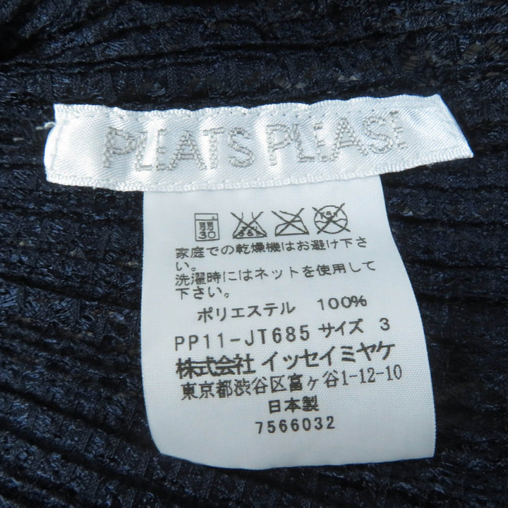 Excellent PLEATS PLEASE one piece Crew neck sleeveless mesh flare tunic Dark navy polyester Women 3 PP11-JT685