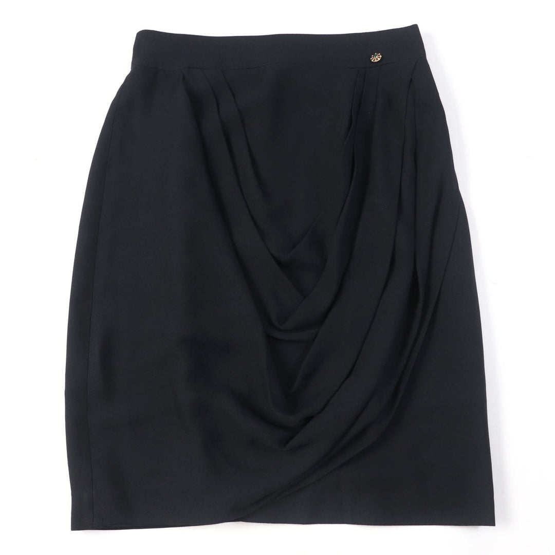 Excellent CHANEL Tight Skirt with Gripoa buttons black silk Women 40 P43905V31200