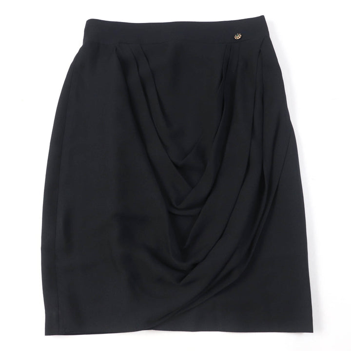 Excellent CHANEL Tight Skirt with Gripoa buttons black silk Women 40 P43905V31200