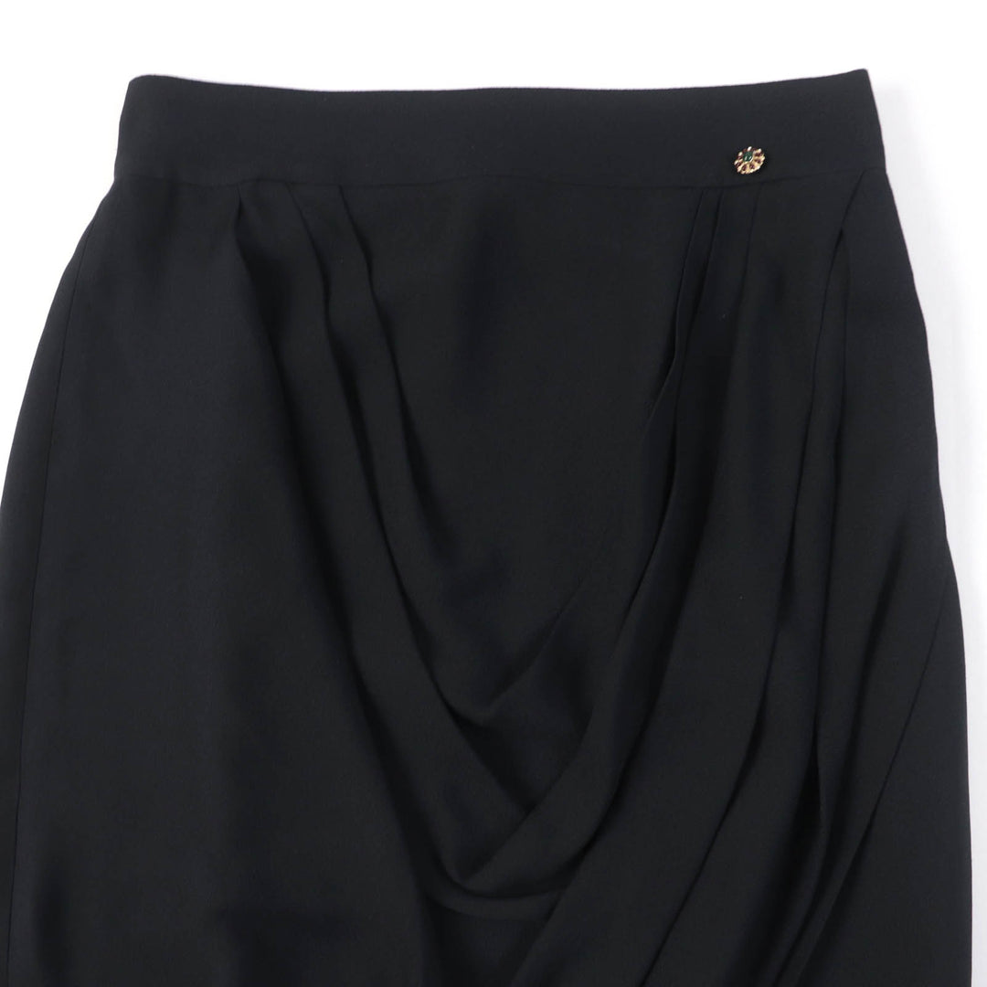 Excellent CHANEL Tight Skirt with Gripoa buttons black silk Women 40 P43905V31200