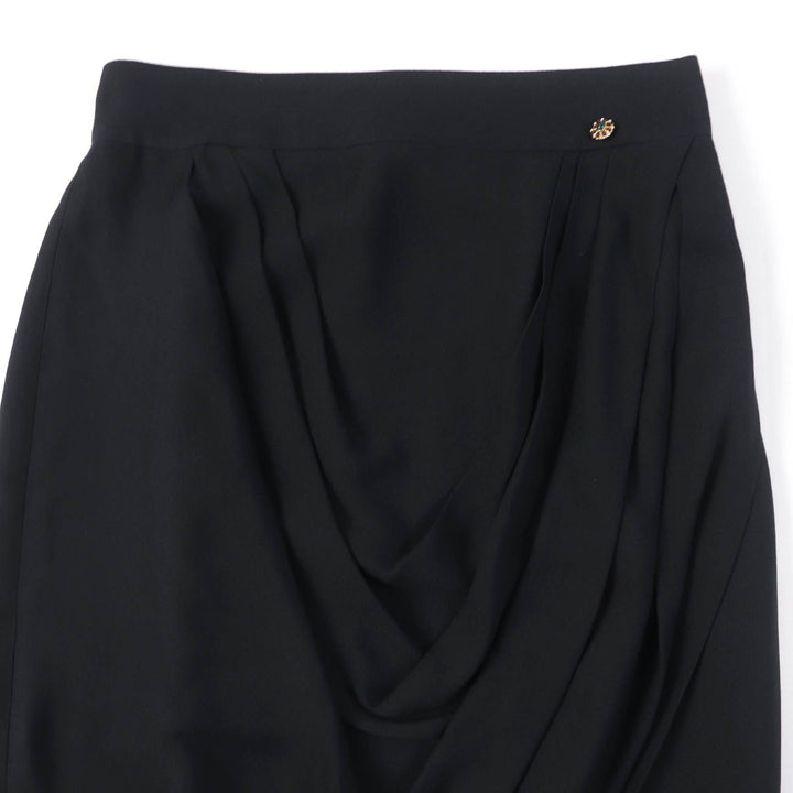 Excellent CHANEL Tight Skirt with Gripoa buttons black silk Women 40 P43905V31200