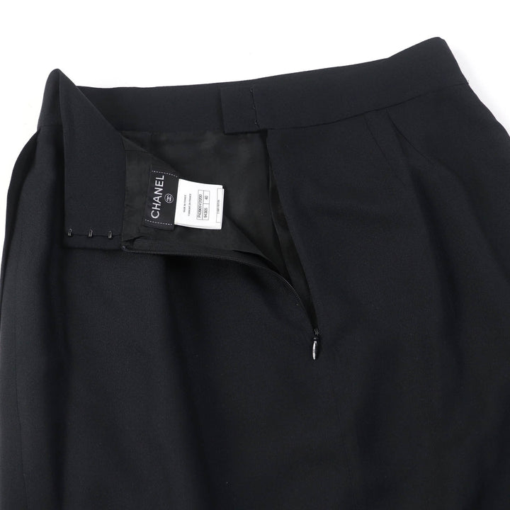 Excellent CHANEL Tight Skirt with Gripoa buttons black silk Women 40 P43905V31200