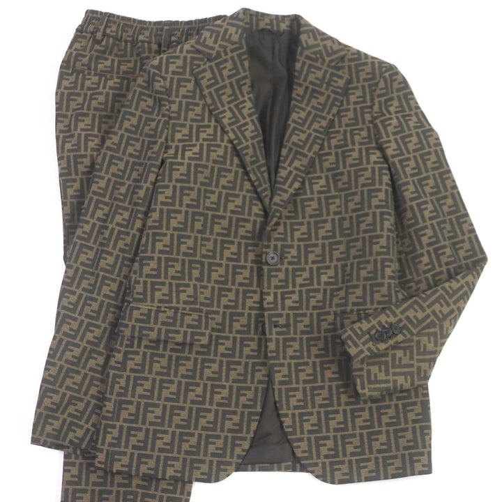 Great FENDI suit FF logo Zucca all-over print single polyester mens 44 FJ0498/FB0767