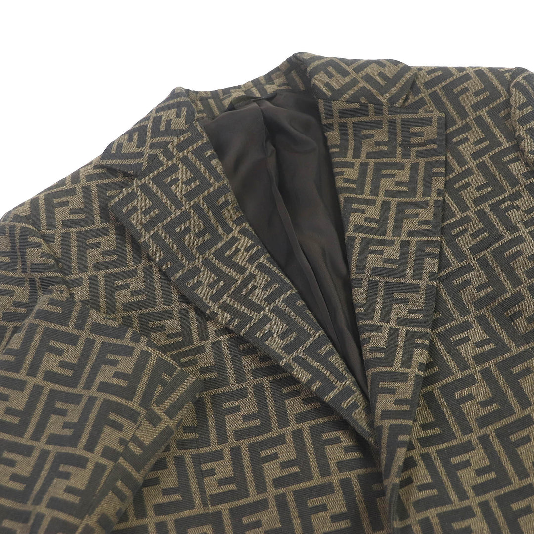 Great FENDI suit FF logo Zucca all-over print single polyester mens 44 FJ0498/FB0767