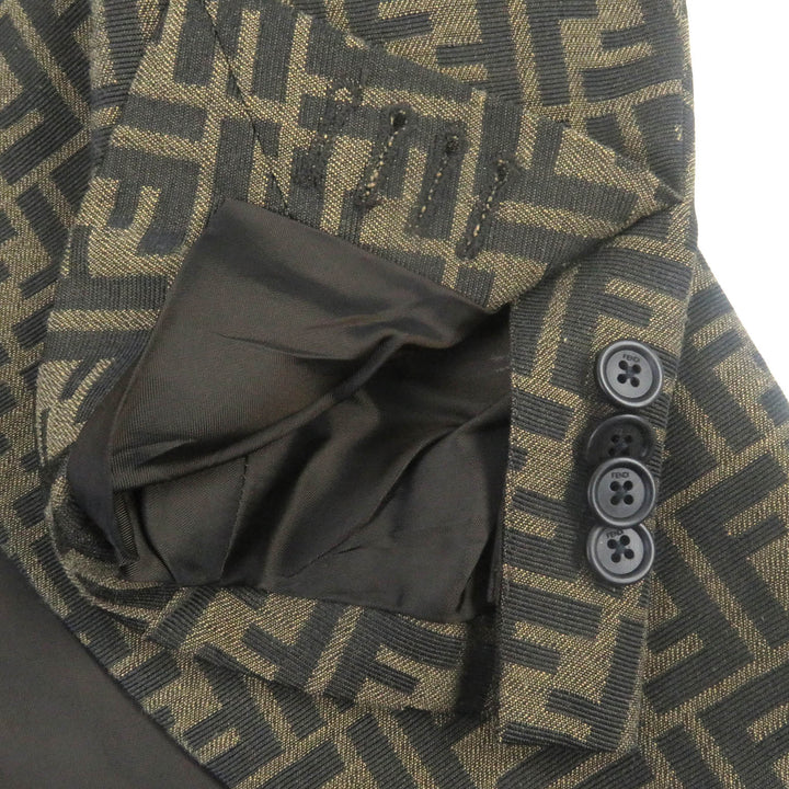 Great FENDI suit FF logo Zucca all-over print single polyester mens 44 FJ0498/FB0767