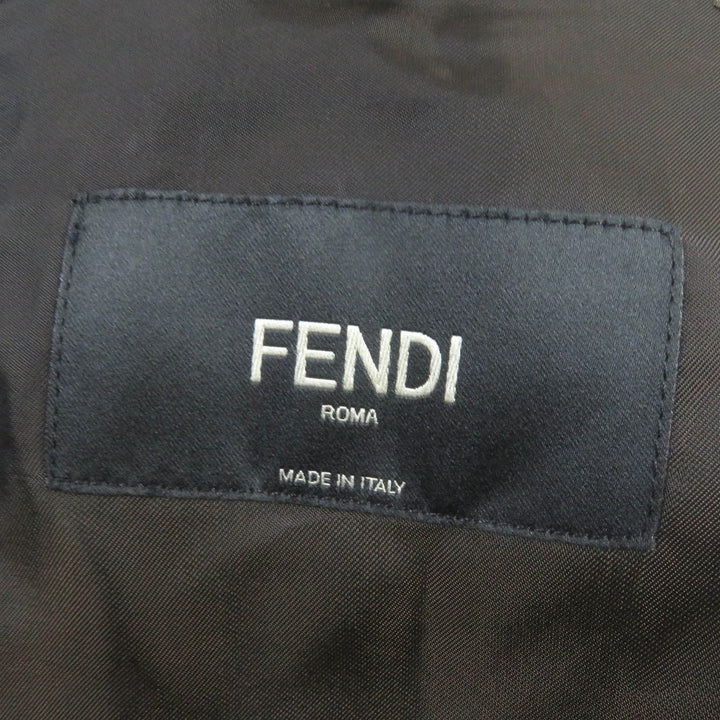 Great FENDI suit FF logo Zucca all-over print single polyester mens 44 FJ0498/FB0767