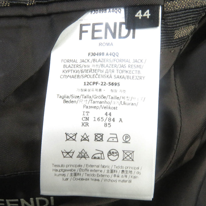 Great FENDI suit FF logo Zucca all-over print single polyester mens 44 FJ0498/FB0767