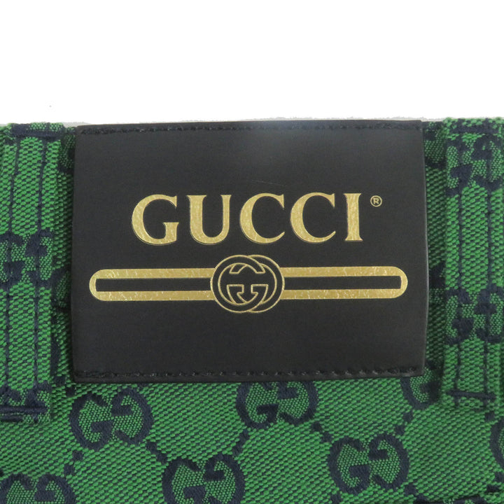 Excellent GUCCI Denim pants GG jacquard all-over print bottoms green mens 30 623953