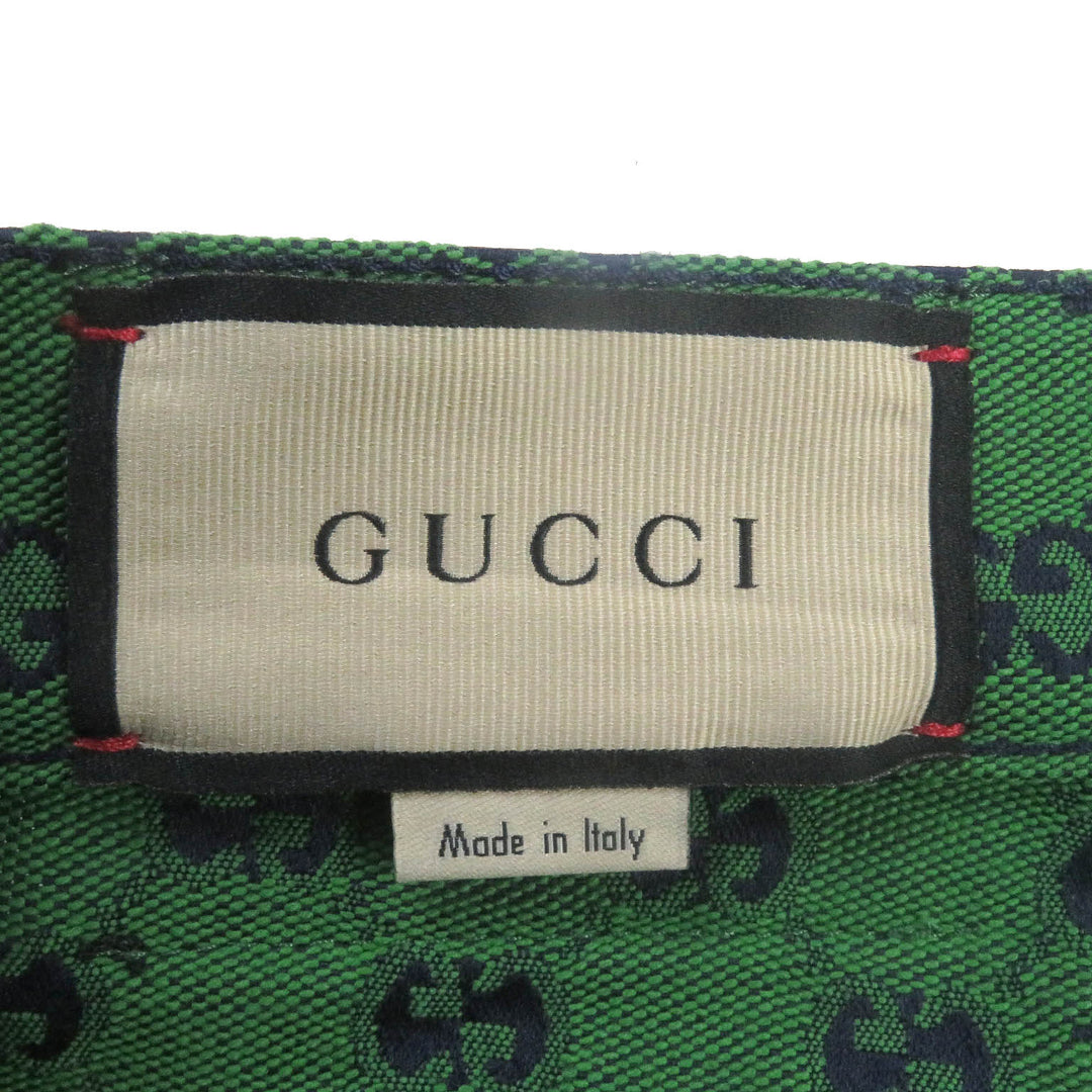 Excellent GUCCI Denim pants GG jacquard all-over print bottoms green mens 30 623953