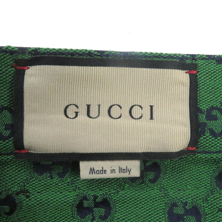 Excellent GUCCI Denim pants GG jacquard all-over print bottoms green mens 30 623953