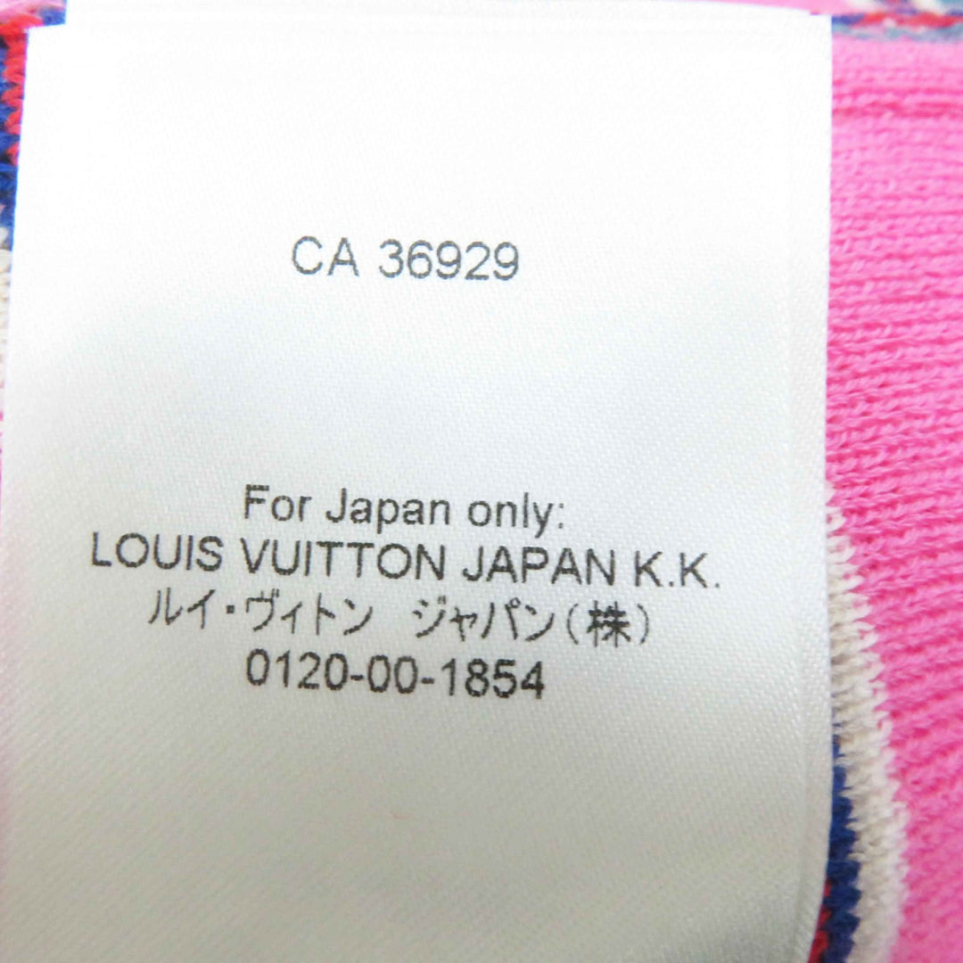Excellent LOUIS VUITTON one piece Gold logo button LV striped sleeve dress wool Women M