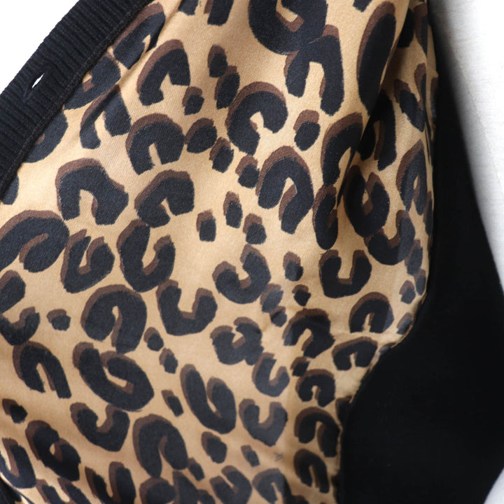 Great LOUIS VUITTON cardigan Leopard silk V-neck with logo button Black brown Women XS