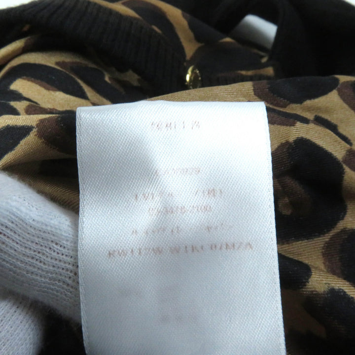 Great LOUIS VUITTON cardigan Leopard silk V-neck with logo button Black brown Women XS