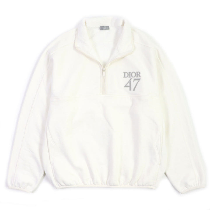 Great DIOR sweat Logo embroidered half-zip pullover white cotton mens L 413J434A0879