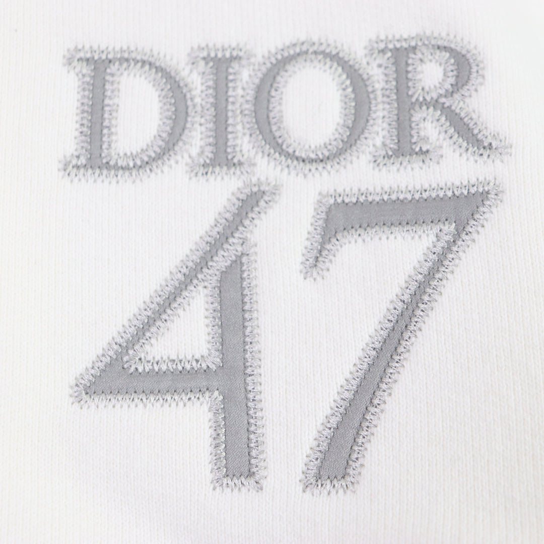 Great DIOR sweat Logo embroidered half-zip pullover white cotton mens L 413J434A0879