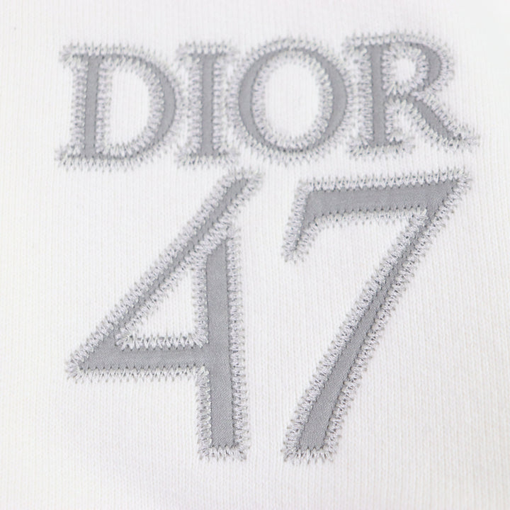 Great DIOR sweat Logo embroidered half-zip pullover white cotton mens L 413J434A0879