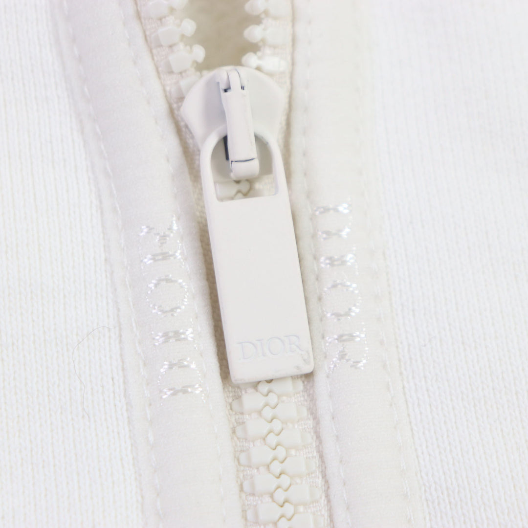 Great DIOR sweat Logo embroidered half-zip pullover white cotton mens L 413J434A0879