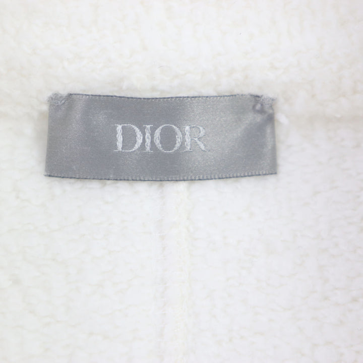Great DIOR sweat Logo embroidered half-zip pullover white cotton mens L
