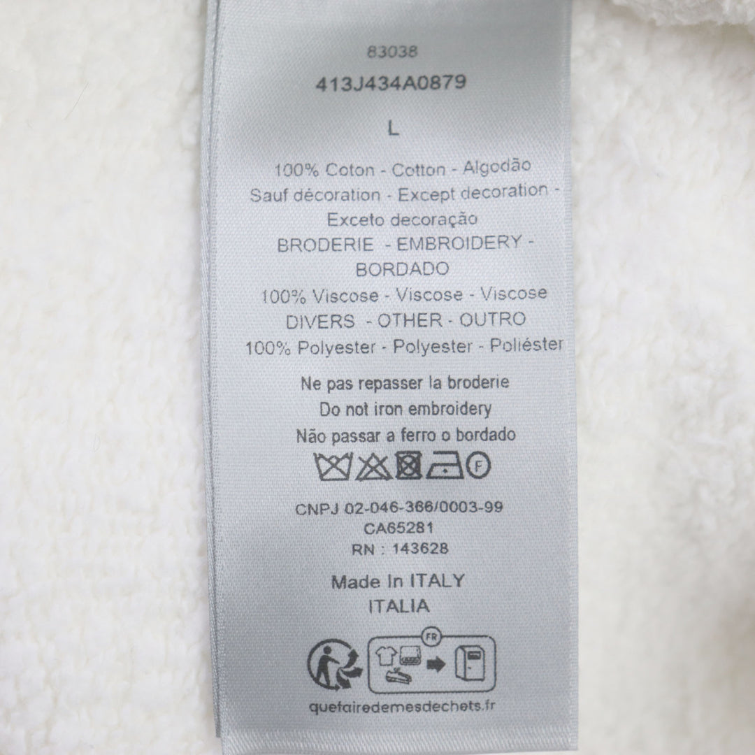 Great DIOR sweat Logo embroidered half-zip pullover white cotton mens L