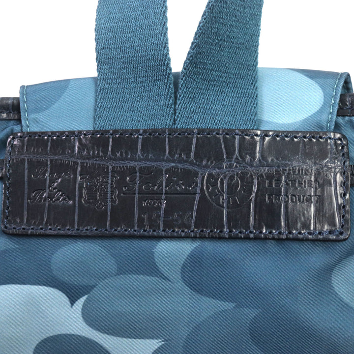 Pristine Felisi Backpack Â· Daypack All-over pattern, crocodile embossed leather drawstring bag Blue Nylon mens 15/56