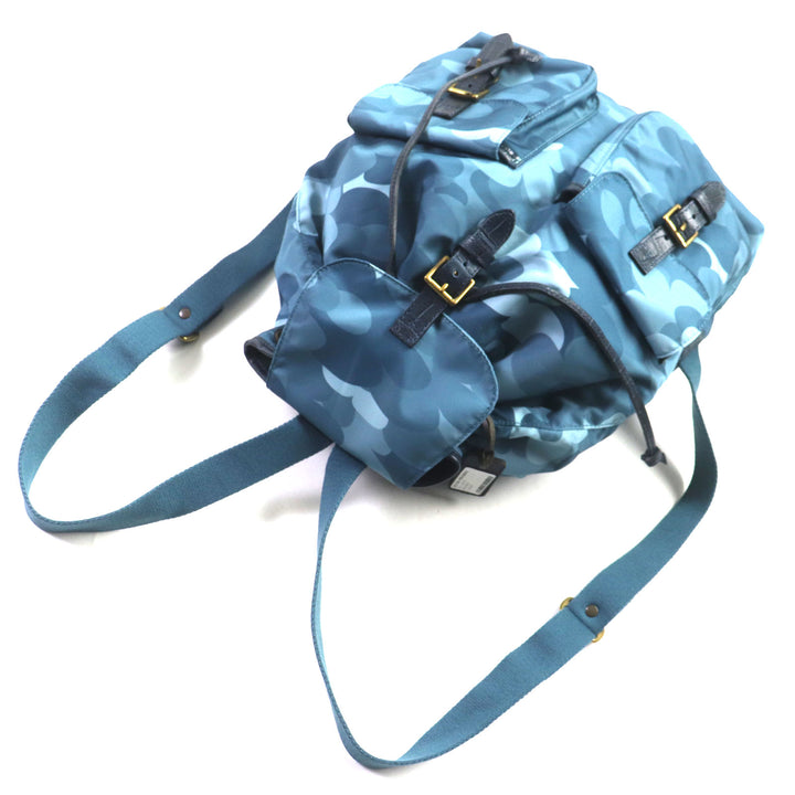Pristine Felisi Backpack Â· Daypack All-over pattern, crocodile embossed leather drawstring bag Blue Nylon mens 15/56