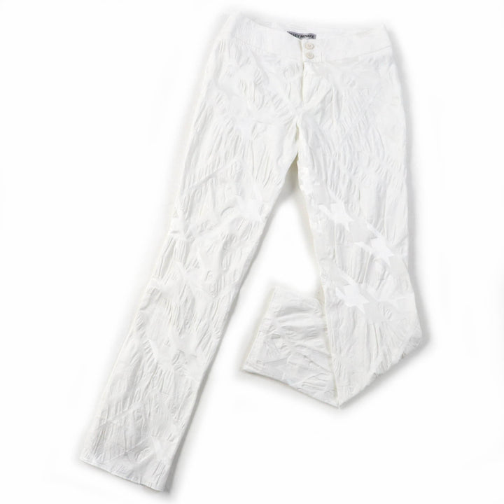 Excellent ISSEY MIYAKE Pants All-over patterned bottoms white polyester Women 1 IM31FF505