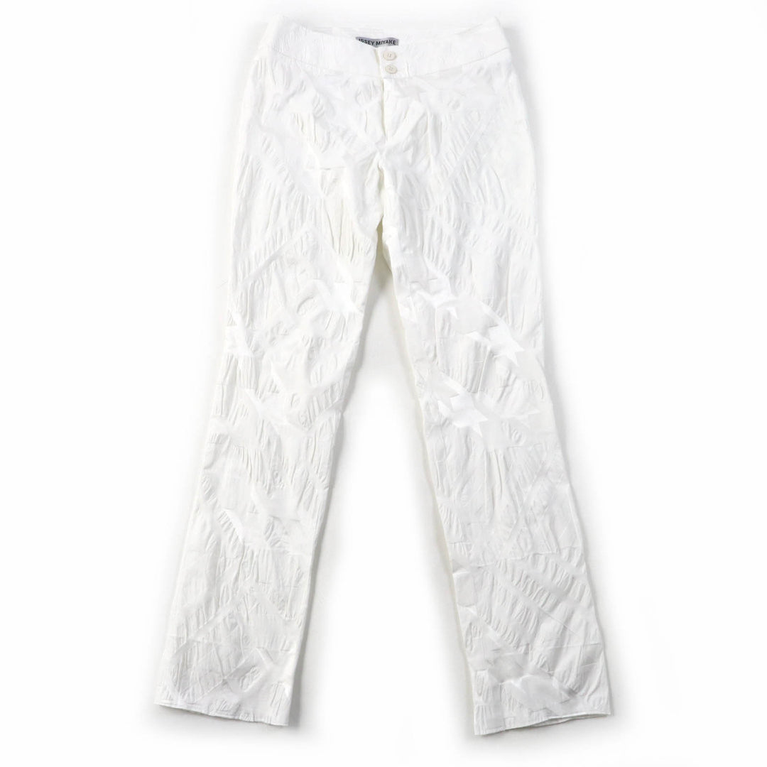 Excellent ISSEY MIYAKE Pants All-over patterned bottoms white polyester Women 1 IM31FF505