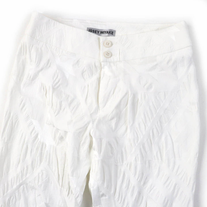 Excellent ISSEY MIYAKE Pants All-over patterned bottoms white polyester Women 1 IM31FF505