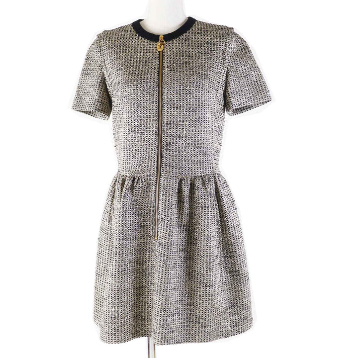 Excellent LOUIS VUITTON one piece Zip-up Lurex tweed dress 38 1AAYVW