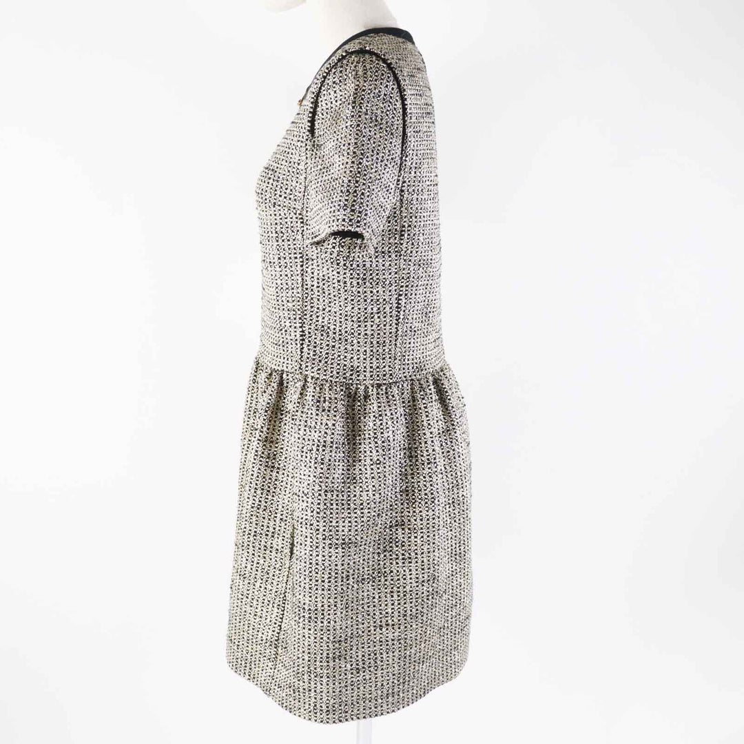 Excellent LOUIS VUITTON one piece Zip-up Lurex tweed dress 38 1AAYVW