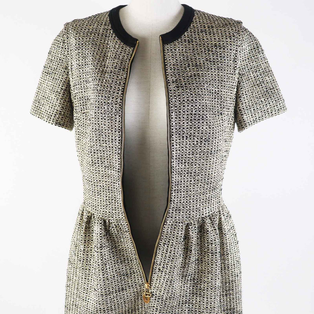 Excellent LOUIS VUITTON one piece Zip-up Lurex tweed dress 38 1AAYVW