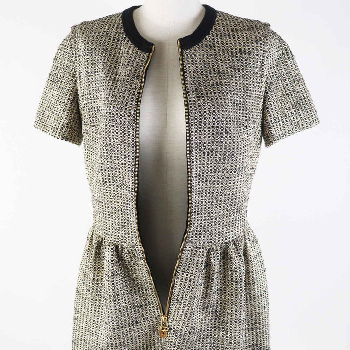 Excellent LOUIS VUITTON one piece Zip-up Lurex tweed dress 38 1AAYVW