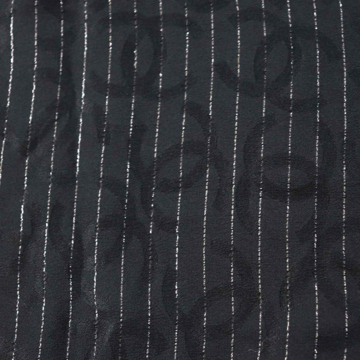 Great CHANEL Long sleeve shirt COCO Mark Black Silver silk Women 40 23P P74411