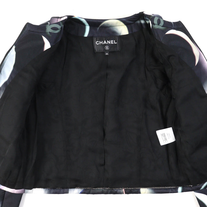 Excellent CHANEL Jacket COCO Mark button, padding Black multicolor Women 34