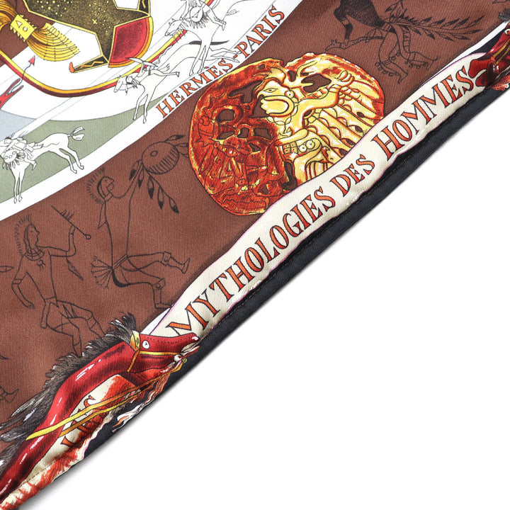 Excellent HERMES Jacket LES MYTHOLOGIES DES HOMMES ROUGES The legend of the brown men silk