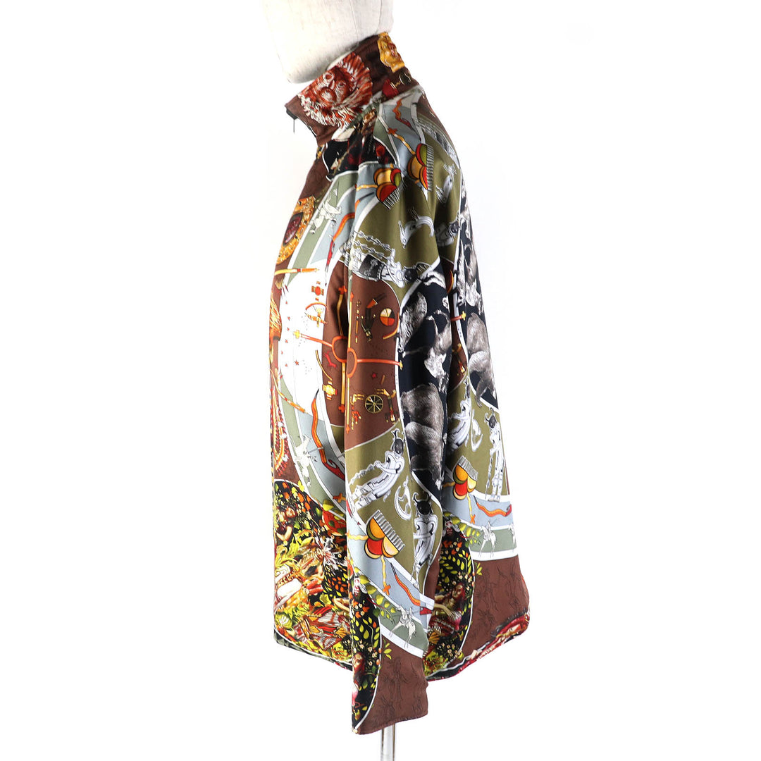 Excellent HERMES Jacket LES MYTHOLOGIES DES HOMMES ROUGES The legend of the brown men silk