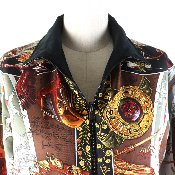 Excellent HERMES Jacket LES MYTHOLOGIES DES HOMMES ROUGES The legend of the brown men silk