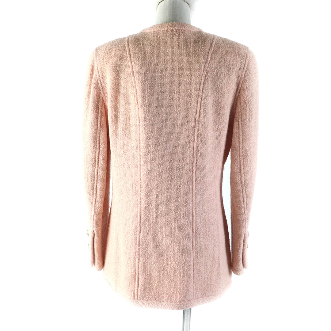 CHANEL BOUTIQUE Blouson tweed coat with gold COCO Mark buttons pink Women 40