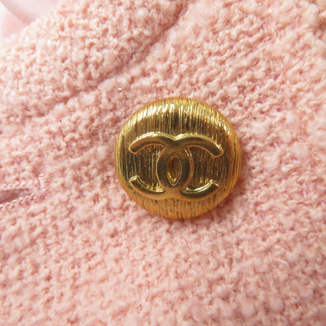 CHANEL BOUTIQUE Blouson tweed coat with gold COCO Mark buttons pink Women 40