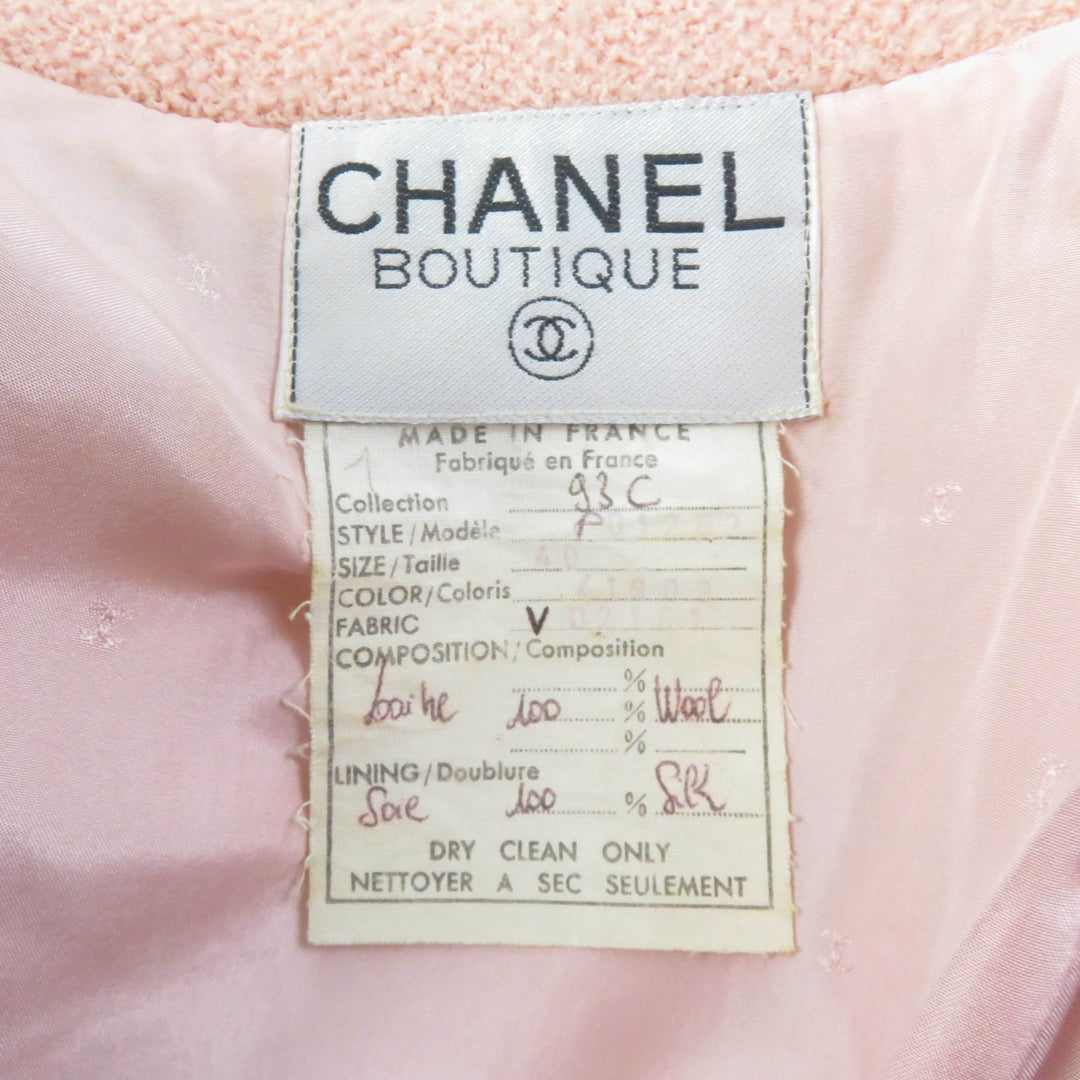 CHANEL BOUTIQUE Blouson tweed coat with gold COCO Mark buttons pink Women 40