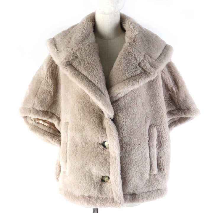 Pristine Max Mara coat Teddy bear White Tag Short Sleeve light beige alpaca