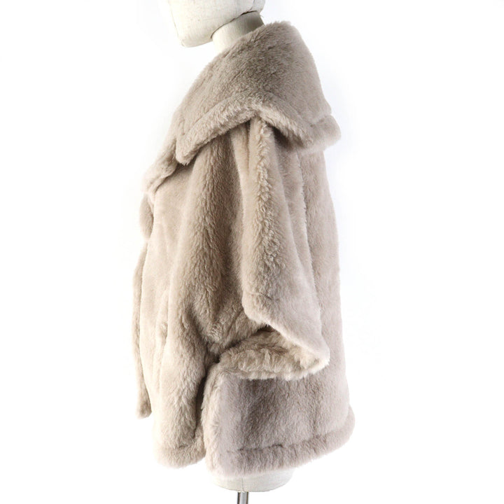 Pristine Max Mara coat Teddy bear White Tag Short Sleeve light beige alpaca