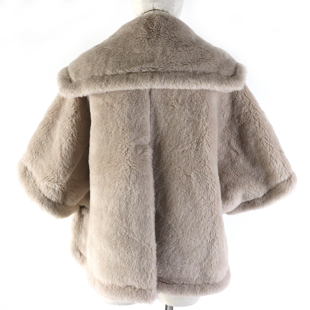 Pristine Max Mara coat Teddy bear White Tag Short Sleeve light beige alpaca