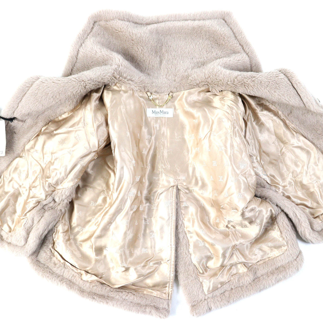 Pristine Max Mara coat Teddy bear White Tag Short Sleeve light beige alpaca
