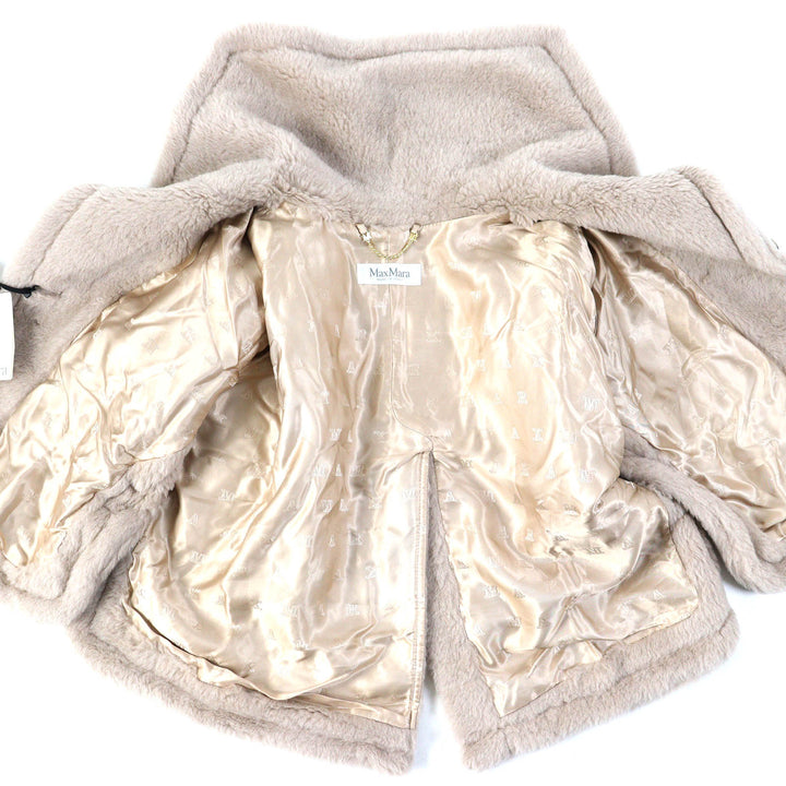 Pristine Max Mara coat Teddy bear White Tag Short Sleeve light beige alpaca