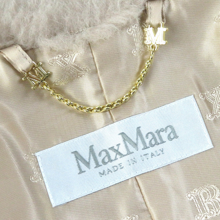 Pristine Max Mara coat Teddy bear White Tag Short Sleeve light beige alpaca