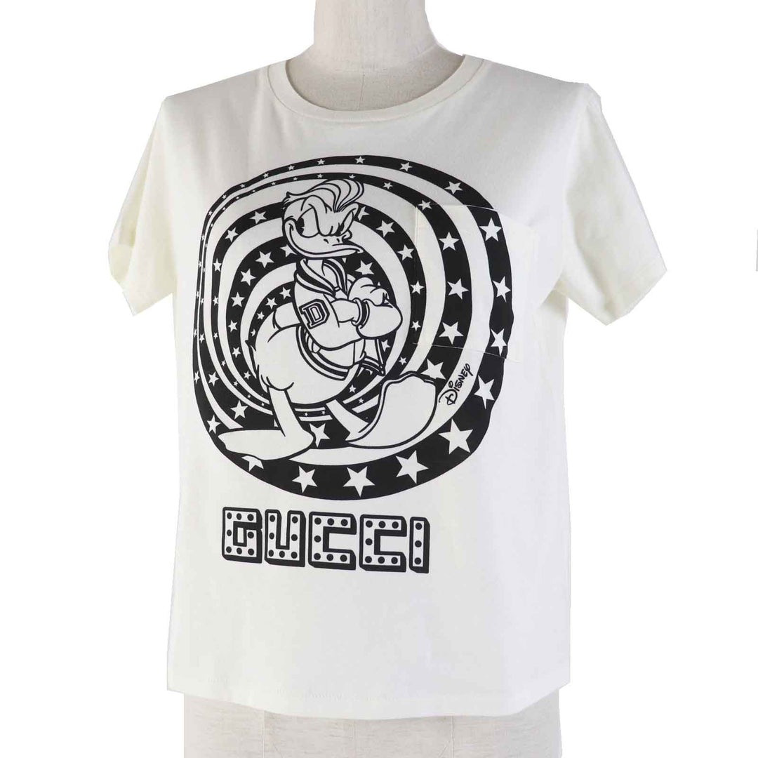 Excellent GUCCI×Disney Short sleeve T-shirt Donald Duck Ivory black Women XS