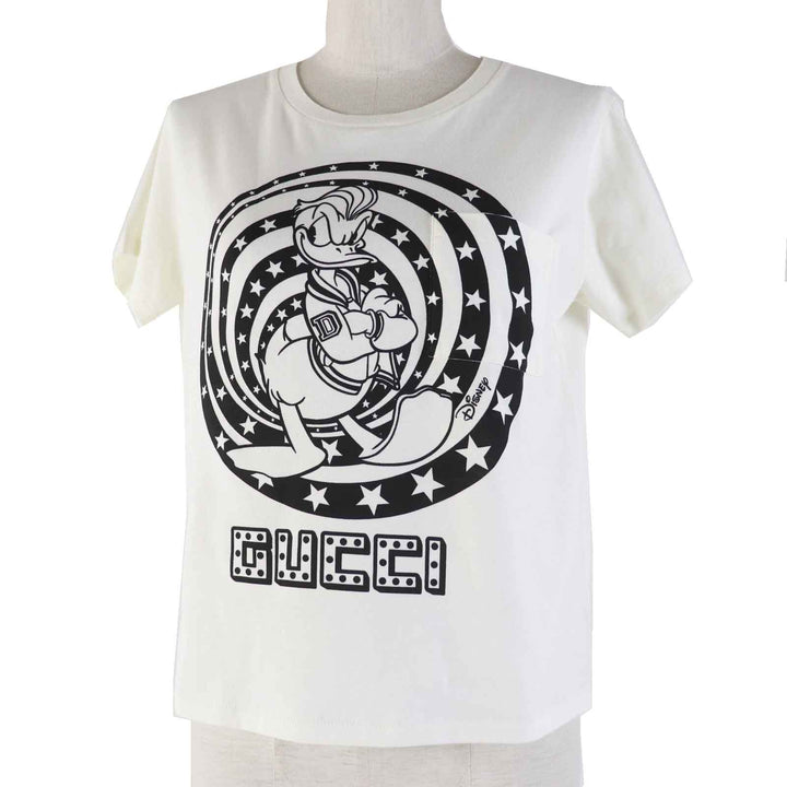 Excellent GUCCI×Disney Short sleeve T-shirt Donald Duck Ivory black Women XS