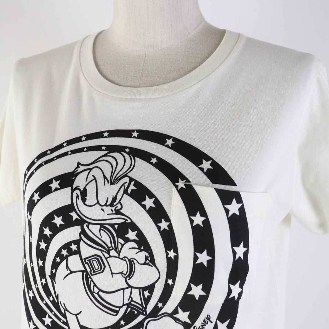 Excellent GUCCI×Disney Short sleeve T-shirt Donald Duck Ivory black Women XS