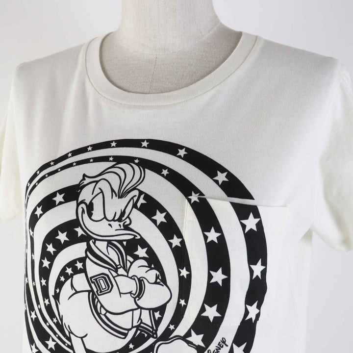 Excellent GUCCI×Disney Short sleeve T-shirt Donald Duck Ivory black Women XS
